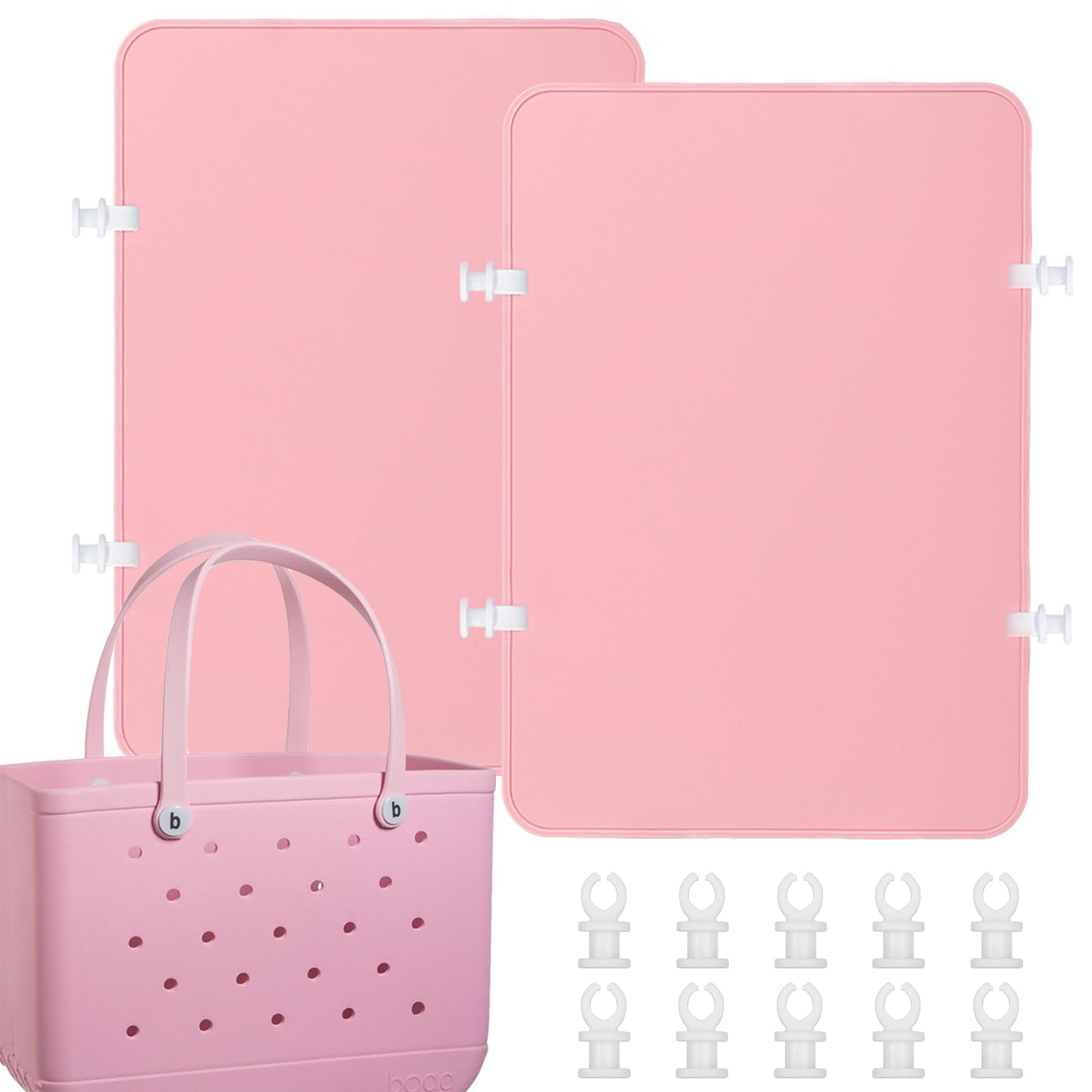 Raymall 2pcs Divider Tray for Bogg Bag, ABS Plastic Beach Bag Divider Tray For Bogg Tote Bags, Divides For Bogg Bag Accessories Inserts Compatible with Original XL Size Bogg Bag Divider Tray (Pink)