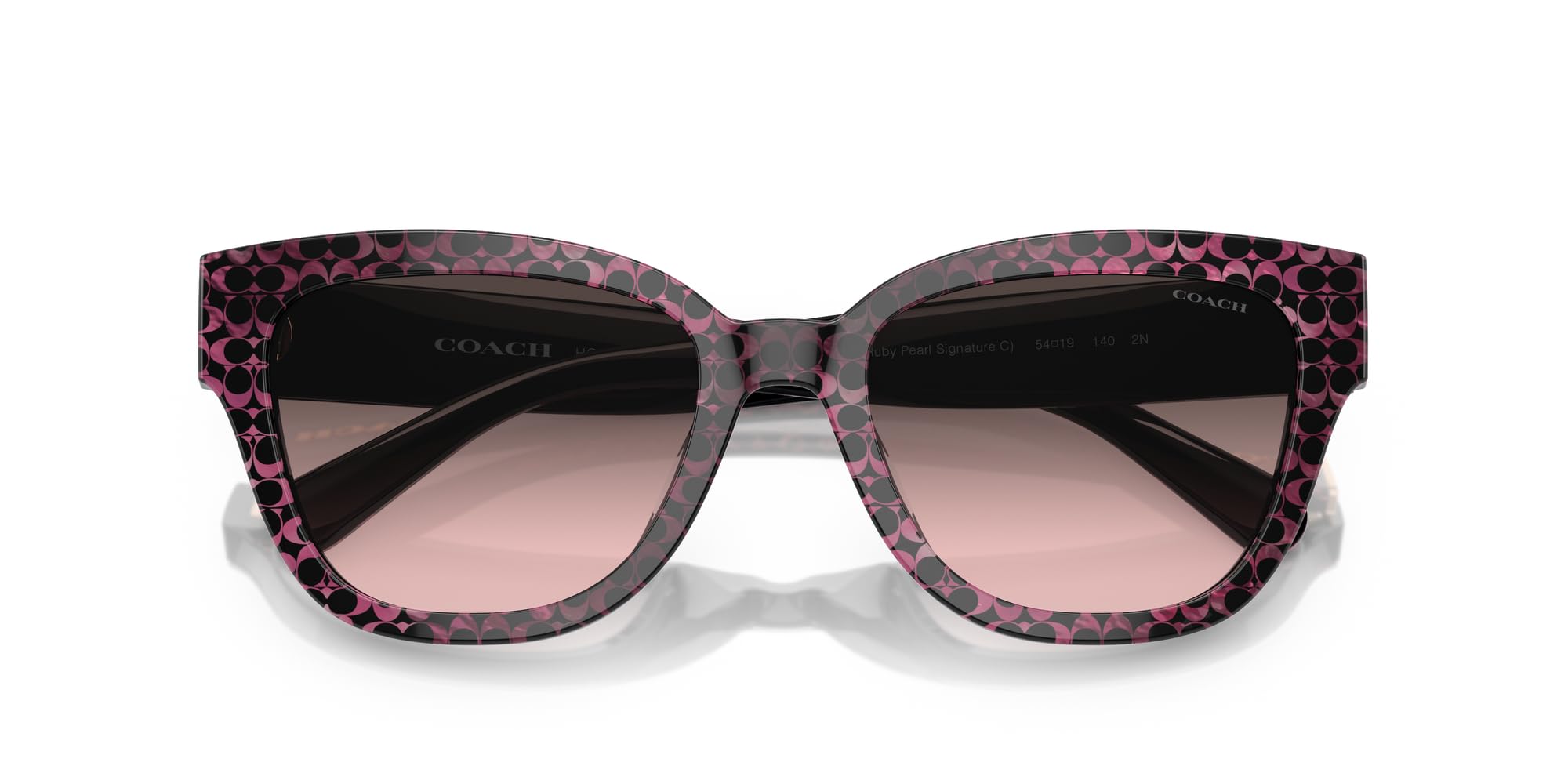 Coach HC8379U Universal Fit Sunglasses, Ruby Pearl Signature C/Grey Rose Gradient, 54 mm