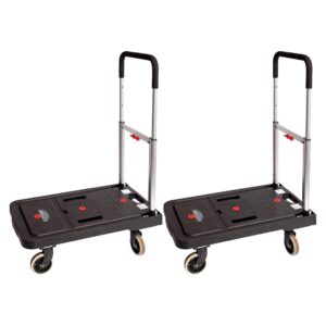 magna cart ff 4 rubber 360-degree rotating wheel easy folding platform transport cart with 300 pound capacity and telescoping 36-inch handle, (2 pack)