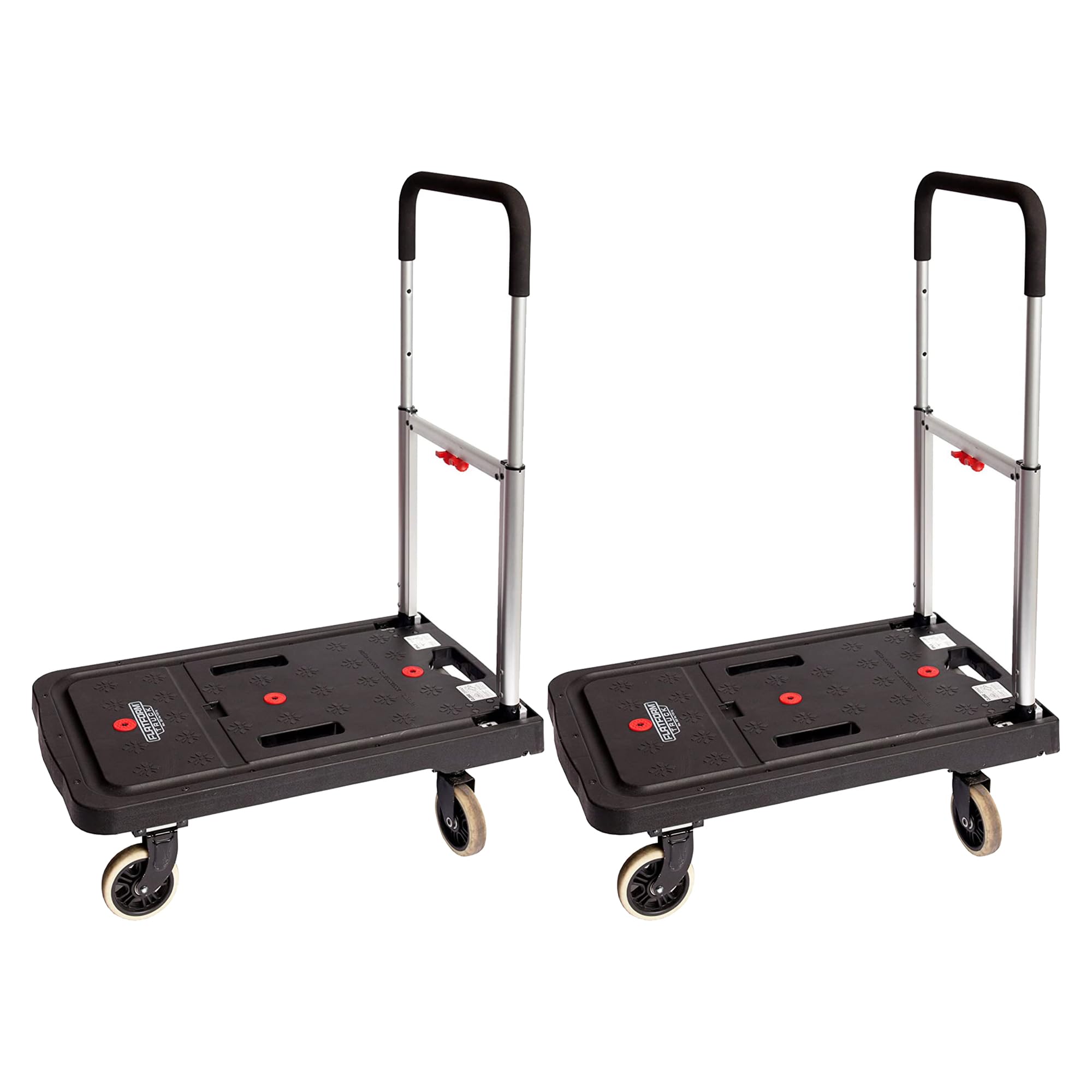 Magna Cart FF 4 Rubber 360-Degree Rotating Wheel Easy Folding Platform Transport Cart with 300 Pound Capacity and Telescoping 36-Inch Handle, (2 Pack)