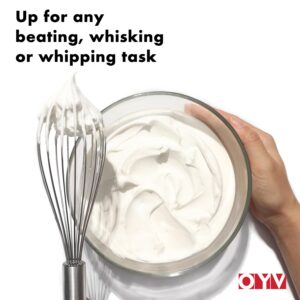 OYV 18/10 Stainless Steel Whisk, Ergonomic Handle, Dishwasher Safe Metal Whisk, Professional Whisk for Kitchen Cooking, Perfect for Blending, Whisking, Baking, and Beating, 10-Inch Wire Whisk