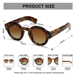 VANLINKER Vintage Round Polarized Sunglasses for Women Men Trendy Shades Retro Circle Sun Glasses VL9743 C2 Tortoise Frame Brown Lenses