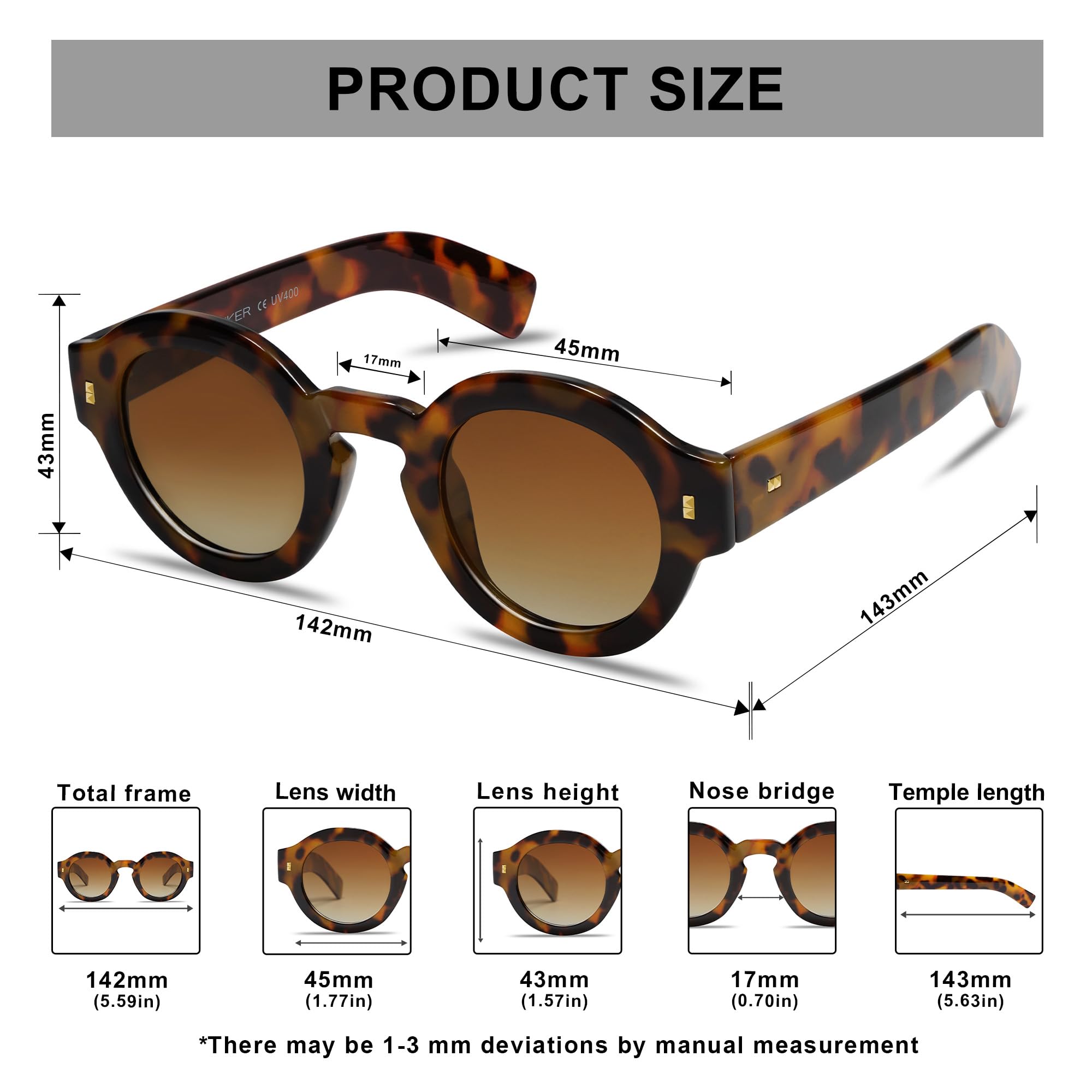 VANLINKER Vintage Round Polarized Sunglasses for Women Men Trendy Shades Retro Circle Sun Glasses VL9743 C2 Tortoise Frame Brown Lenses