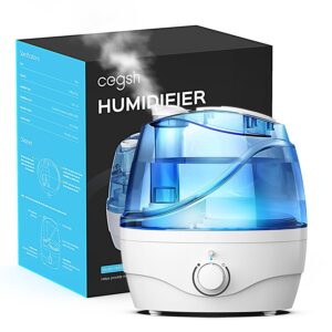 cegsin humidifiers for bedroom (2.2l water tank), cool mist humidifiers for baby & plant, room humidifier for home & nursery, bpa-free for safety, 360° nozzle, auto shut-off, night light