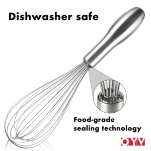 OYV 18/10 Stainless Steel Whisk, Ergonomic Handle, Dishwasher Safe Metal Whisk, Professional Whisk for Kitchen Cooking, Perfect for Blending, Whisking, Baking, and Beating, 10-Inch Wire Whisk