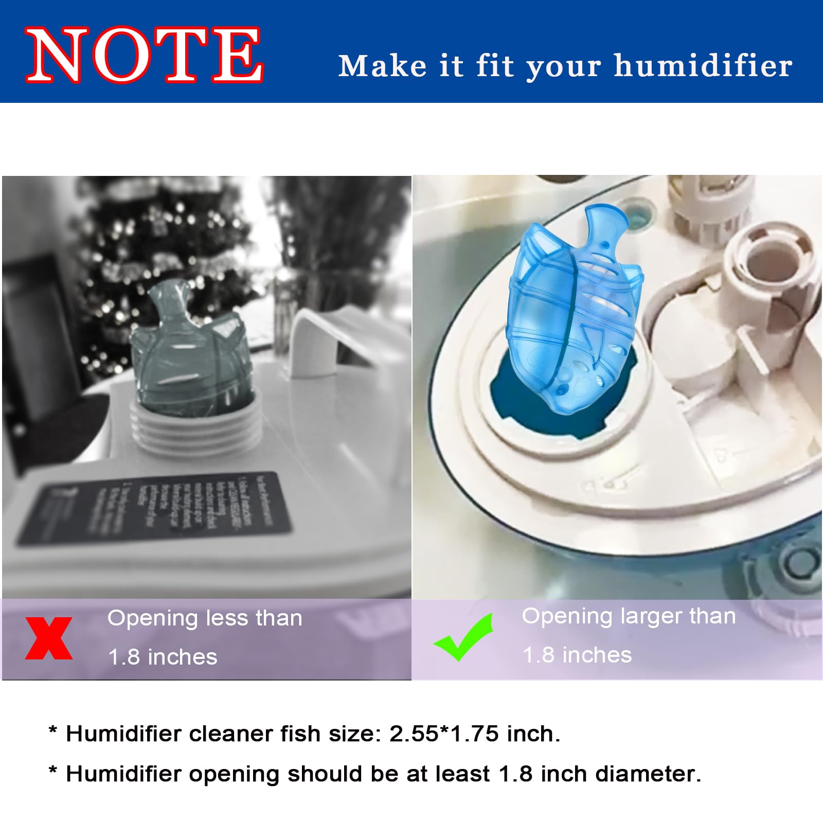 Humidifier Cleaner, Humidifier Cleaning Fish for Humidifiers & Fish Tanks, Purifies Water, Prevents Hard Water Build Up, Eliminates White Dust Odours