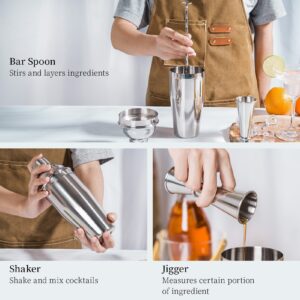 X Home Cocktail Shaker Set, Stainless Steel Bar Tool Set with 24 Ounce Margarita Shaker, Easy-to-Measure Jigger, 10-inch Mixing Spoon, Professional Drink Mixer Set, Bartender Kit Gifts