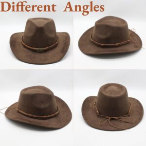 LIDHAY Cowboy Hat for Women and Men Western Suede Hat Panama Hat Cowboy & Cowgirl Hat Felt Wide Brim Women Men Fedora Hats 192 Brown