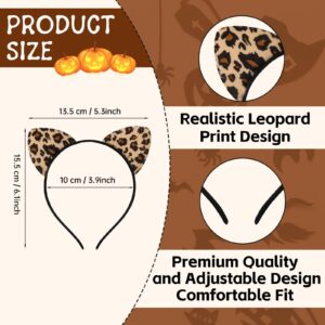 Paezm Leopard Cheetah Ears Headband for Women Girls, Halloween Cosplay Leopard Costume Hair Accessories for Adult