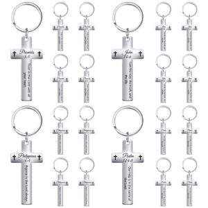 Equsion 20 Pcs Christian Bible Verse Keychain Bulk Religious Cross Keychains Keyring Jesus Keychain Jewelry for Inspirational Gift Catholic Birthday Christmas Easter Baptism Women Men Kid