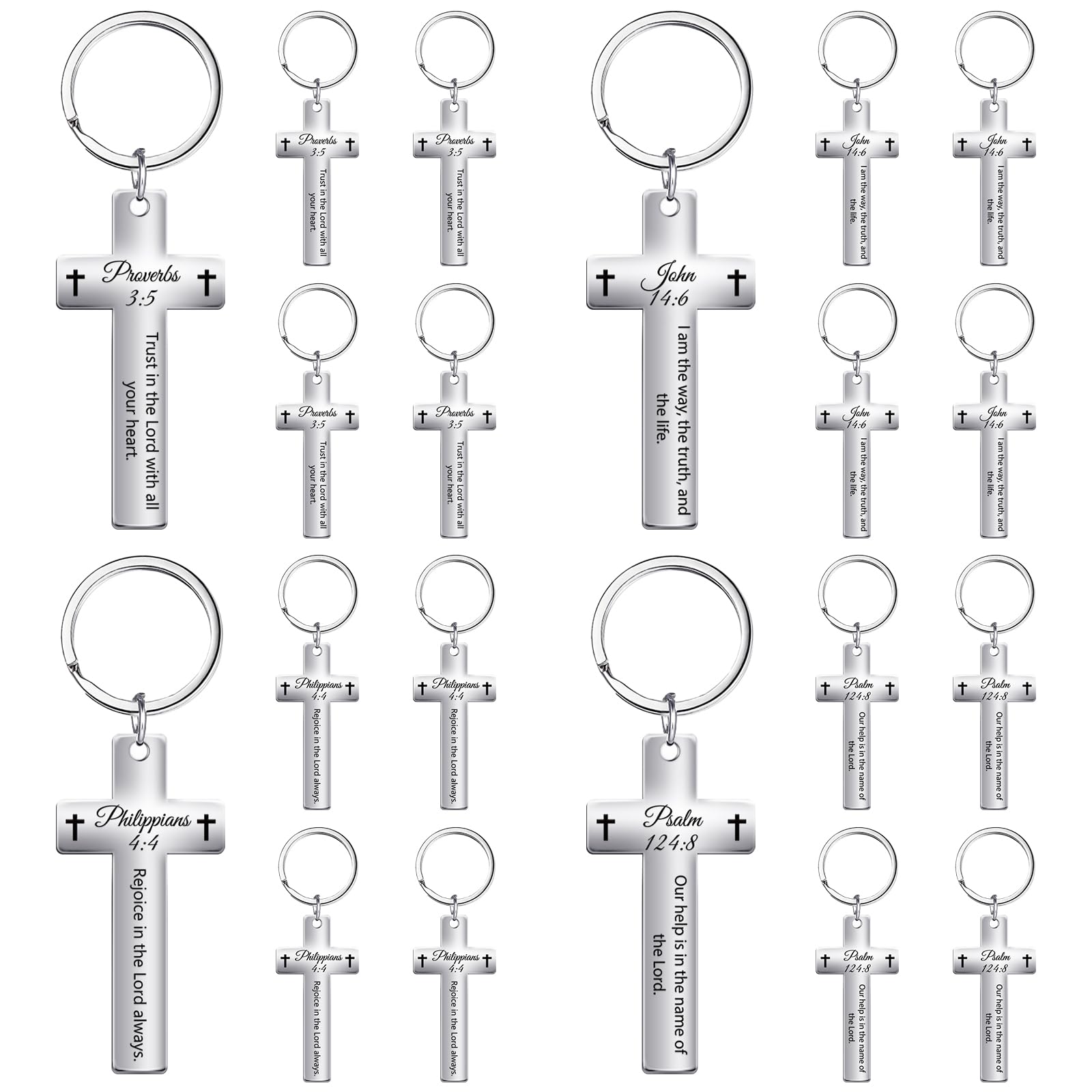 Equsion 20 Pcs Christian Bible Verse Keychain Bulk Religious Cross Keychains Keyring Jesus Keychain Jewelry for Inspirational Gift Catholic Birthday Christmas Easter Baptism Women Men Kid