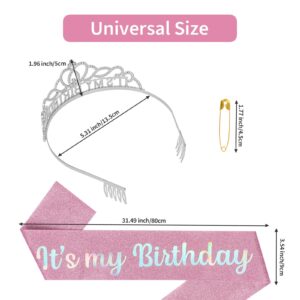 Pink Birthday Crown Adult Woman & Glitter Its My Birthday Sash for Women Birthday Tiara for Women Birthday Hat Birthday Girl Crown Pink Crown for Women Parties Favors Pink Birthday Decorations