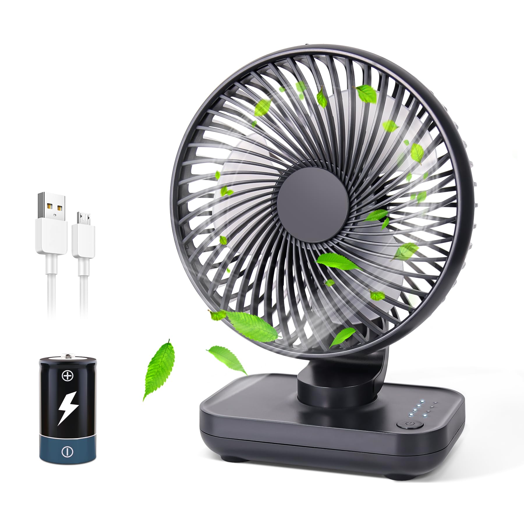 Battery Powered Fan 3600mA,Rechargeable Fan,Portable Desk Fan,Battery Operated Fan,Small fan, Rechargeable Fan Portable,Dual Adjustable Angle Desktop Air Circulate Fan with 4 Speed for Home Office