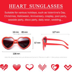 10 PCS Heart Sunglasses for Women Trendy Fashion Heart Sunglasses Retro Love Cute Vintage Eyewear Sun Glasses (Red)