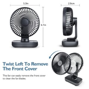 Battery Powered Fan 3600mA,Rechargeable Fan,Portable Desk Fan,Battery Operated Fan,Small fan, Rechargeable Fan Portable,Dual Adjustable Angle Desktop Air Circulate Fan with 4 Speed for Home Office