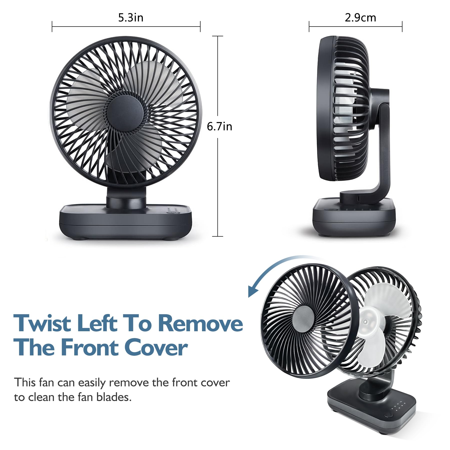 Battery Powered Fan 3600mA,Rechargeable Fan,Portable Desk Fan,Battery Operated Fan,Small fan, Rechargeable Fan Portable,Dual Adjustable Angle Desktop Air Circulate Fan with 4 Speed for Home Office