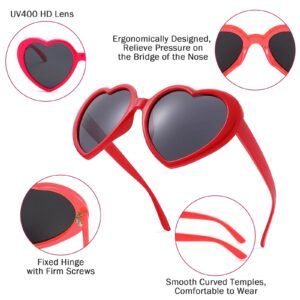 10 PCS Heart Sunglasses for Women Trendy Fashion Heart Sunglasses Retro Love Cute Vintage Eyewear Sun Glasses (Red)