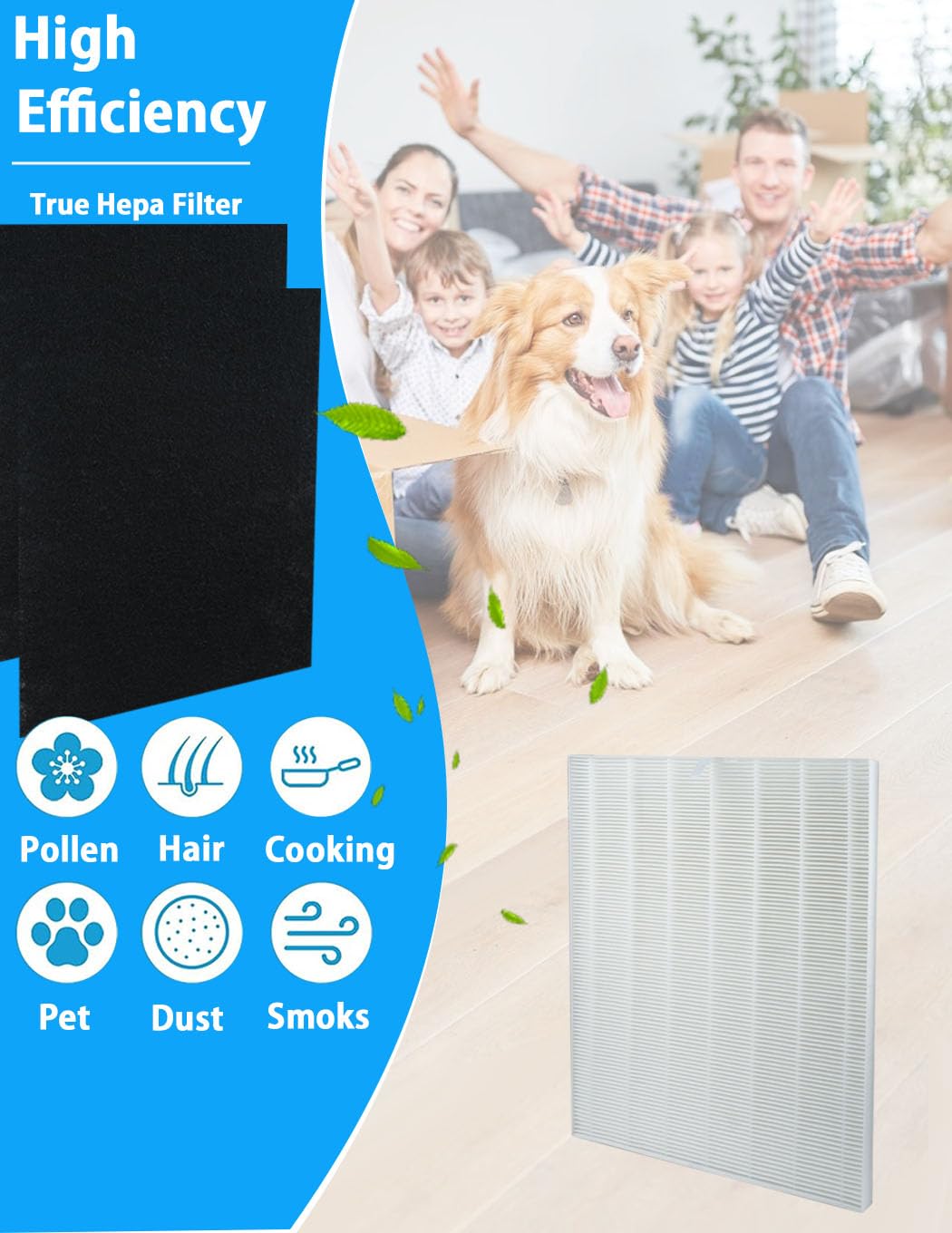 BBT BAMBOOST D480 True HEPA Replacement Filter D4 Compatible with Winix D480 Air Purifier, 1 True HEPA and 2 Activated Carbon Filters, Item Number 1712-0100-00