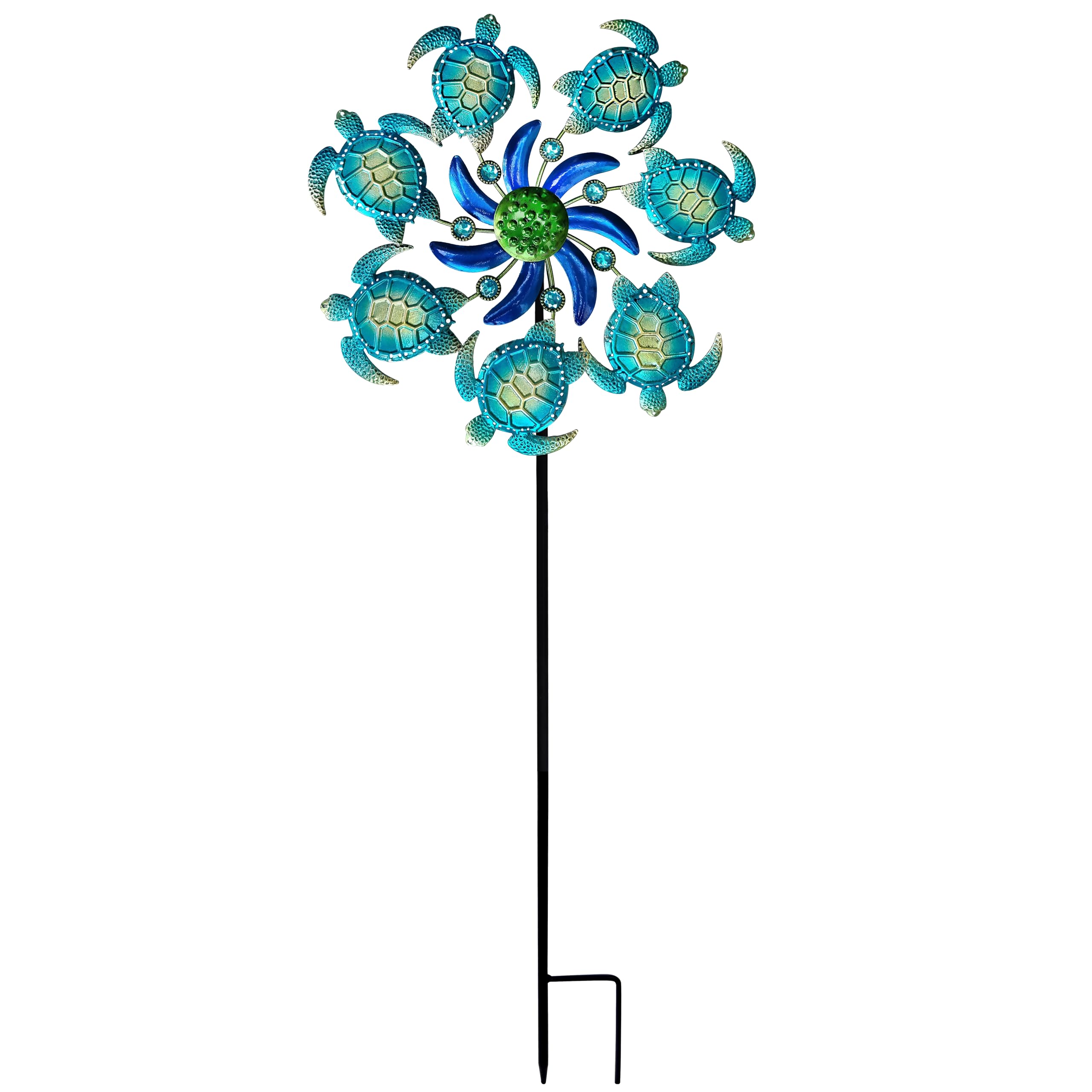 COOZZYHOUR 39" Sea Turtle Wind Spinners Garden Stake-Ocean Theme Outdoor Decorations- Metal Stake Yard Spinner-Wind Sculpture Yard Art Decorations for Patio,Swimming,Lawn & Garden Decor