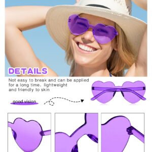 Colzzy 24 Pair Heart Shaped Rimless Sunglasses Transparent Candy Color Frameless Glasses Tinted Eyewear(Bright Colors)