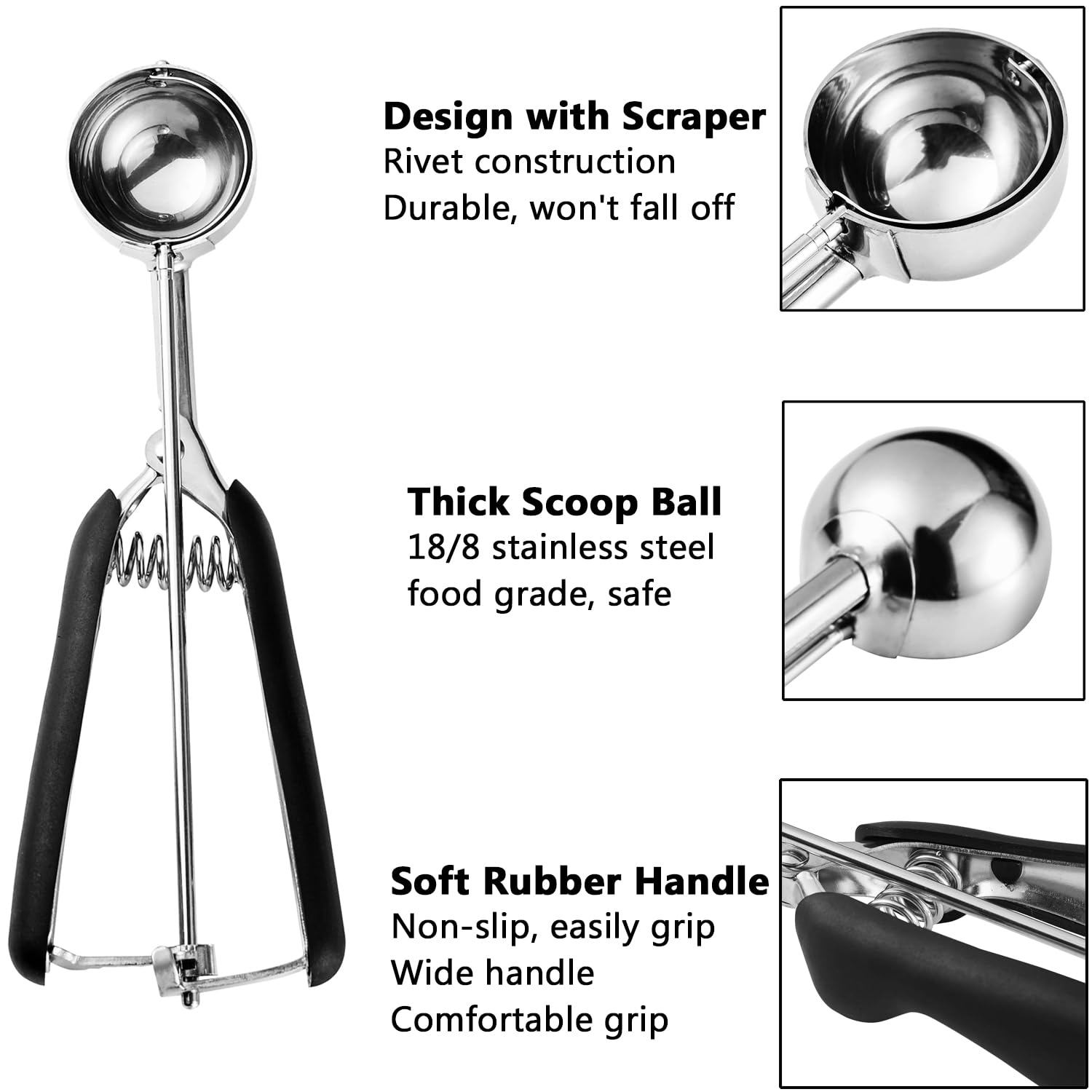 SUNNORN Small Cookie Scoop, 1 Tbsp Cookie Dough Scoop, Small Cookie Scooper, Melon Baller Scoop, Good Soft Grips, Comfortable Trigger Release