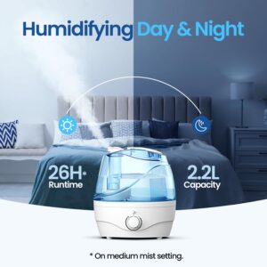 Cegsin Humidifiers for Bedroom (2.2L Water Tank), Cool Mist Humidifiers for Baby & Plant, Room Humidifier for Home & Nursery, BPA-Free for Safety, 360° Nozzle, Auto Shut-Off, Night Light