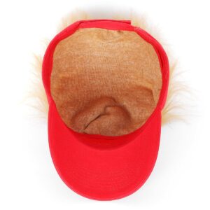 Trump 2024 Hat with Hair,Donald Trump Make America Great Again Wig Hat Embroidered Ultra Adjustable MAGA Baseball Cap (Red Trump 2024 Hat with Hair)