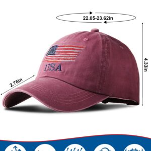 ROLVNHTV 4 Pieces USA Flag Hat American Patriotic Baseball Cap Tactical Hat for Men Adjustable Cotton Dad Hat Women Teens