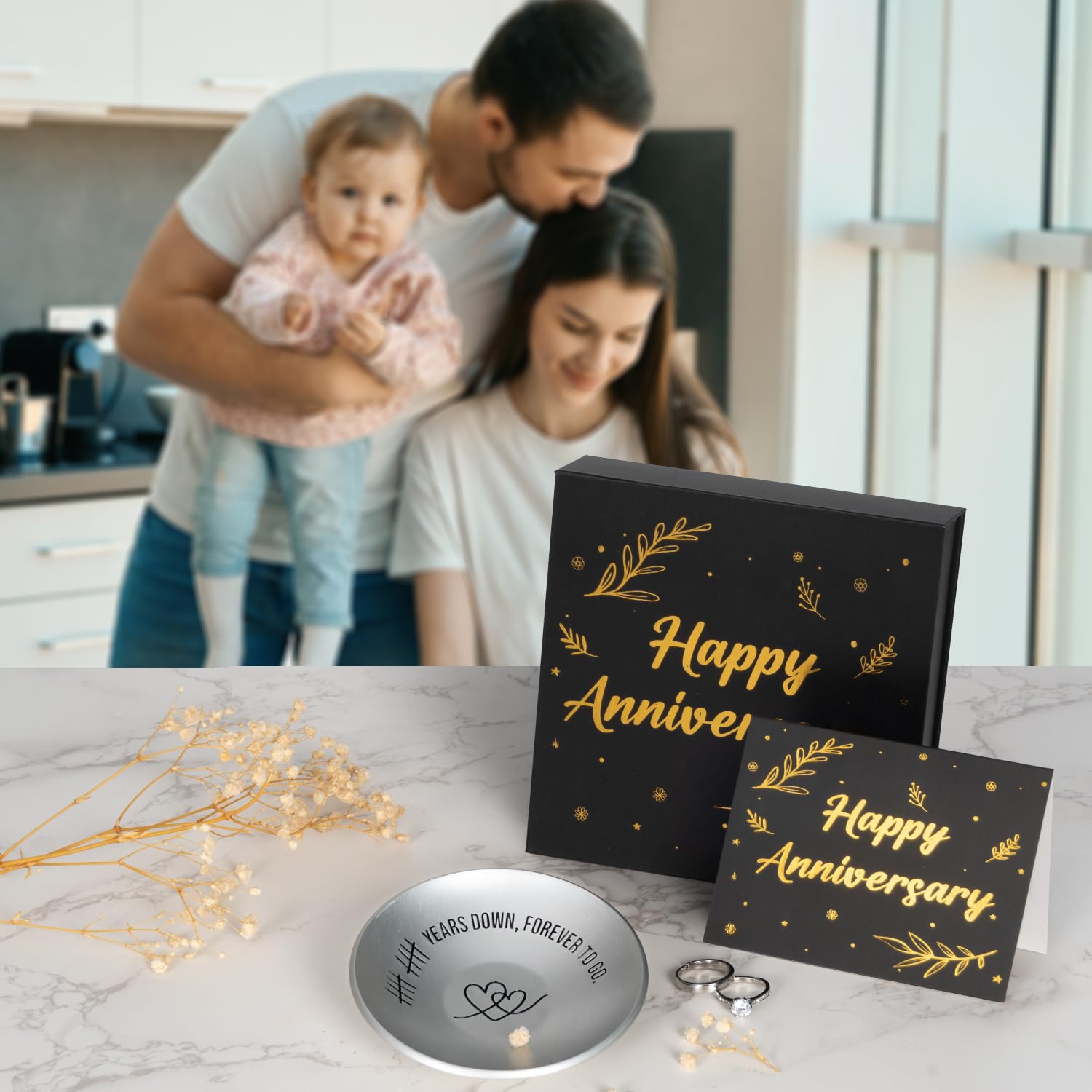 10th Anniversary Aluminum Gifts for Her/Him, 10 Year Wedding Anniversary for Wife Couple Parents, 4" Ring Holder Dish Jewelry Tray - Personalized Tin Ten Years Anniversary Decorations Ideas Gift