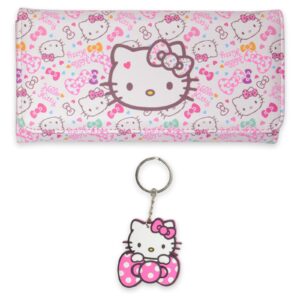 kawaii kitty cat wallet with a keychain, id card holder purse pouch with buckle, pu wallet durable card holder credit card holder money bag for students teens girls boys