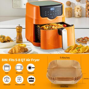 YOISDJL 200pcs Air Fryer Liners, 8.7" Square Parchment Disposable Paper Liner for Air Fryer, Baking, Roasting and Microwave, Non-Stick liner Accessories