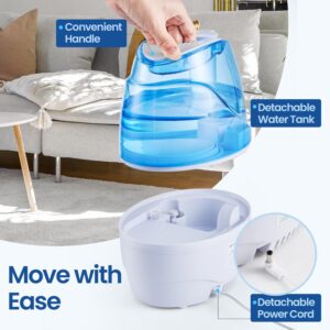 Cegsin Humidifiers for Bedroom (2.2L Water Tank), Cool Mist Humidifiers for Baby & Plant, Room Humidifier for Home & Nursery, BPA-Free for Safety, 360° Nozzle, Auto Shut-Off, Night Light