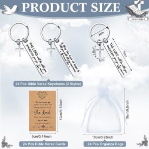 Siifert 24 Sets Christian Keychain Bible Verse Cross Keychain Bulk Religious Prayer Gifts for Women Men Christmas (Silver,Rectangle)