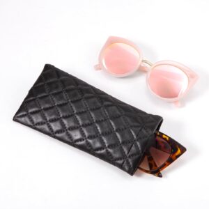 TRIUMPH VISION 3Pack Sunglasses Pouch Squeeze Quilted PU Leather Pouch Eyeglass Storage Glasses Pouch Case