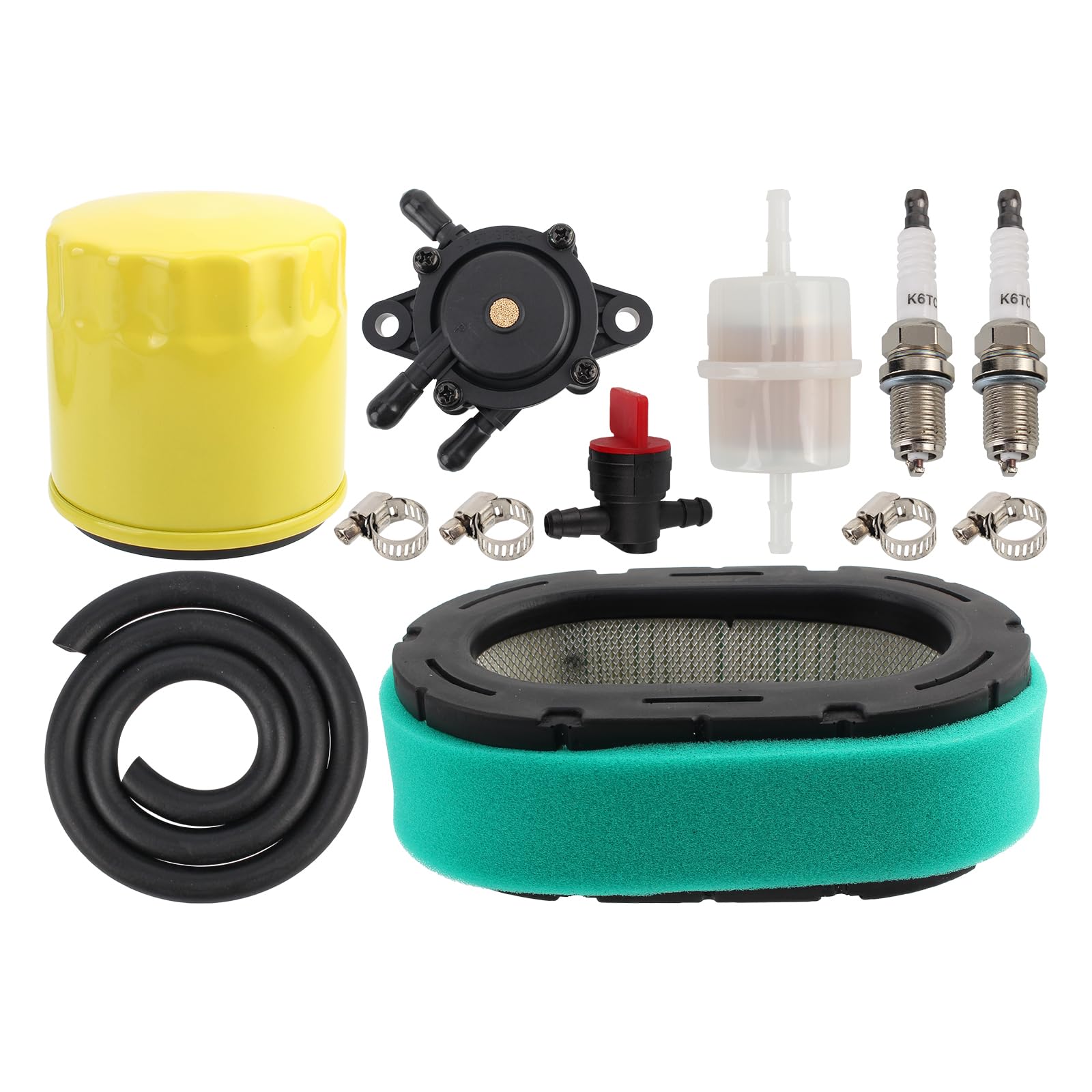 partszen Air Filter Oil Filter Fuel Pump Kit for 32-083-09-S 3208309-S 32-083-10-S 3208310-S for Kohler KT610 KT620 KT715 KT725 KT730 KT735 KT740 KT745 19HP-26HP Lawn Mower with Spark Plug Fuel Line