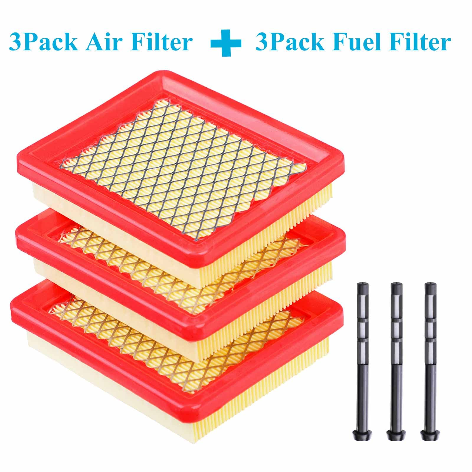 HEYZLASS 3Pack 951-15245 Air Filter with Fuel Filter 951-12296 Compatible with Cub Cadet 159cc 196cc Engine Lawn Mower for 751-15245 Air Filter