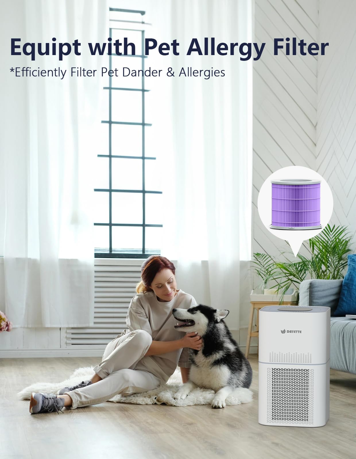 Dayette Air Purifiers for Pets Large Room Up to 2200 Ft² with Air Quality Monitor,Auto Mode and Sleep Mode, HEPA Filter Captures Pet Allergies, Smoke, Dust, Pollen, AP301 Pet