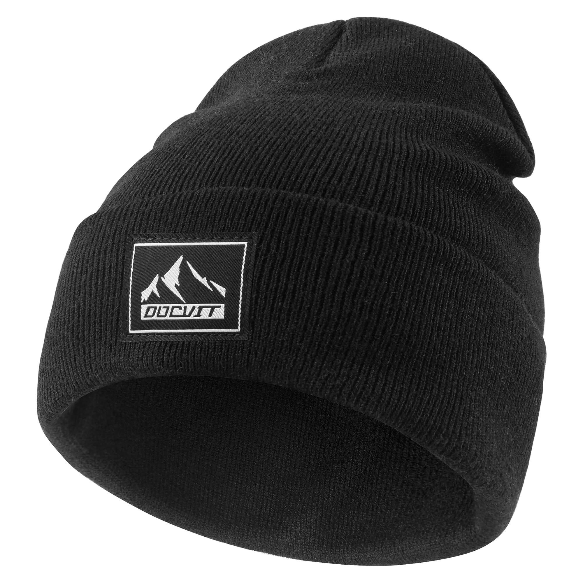 DOCVIT Knit Cuffed Beanie Warm Winter Hats Unisex Skull Knit Cap Fashion Ski Hat for Men and Women Black