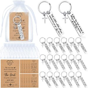 siifert 24 sets christian keychain bible verse cross keychain bulk religious prayer gifts for women men christmas (silver,rectangle)