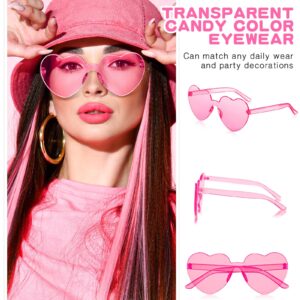 Colzzy 24 Pair Heart Shaped Rimless Sunglasses Transparent Candy Color Frameless Glasses Tinted Eyewear(Bright Colors)