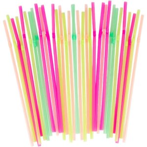 flexible plastic straws disposable, vibrant & colorful assortment bendy, stylish drinking straws for every occasion & party decoration, 175 count