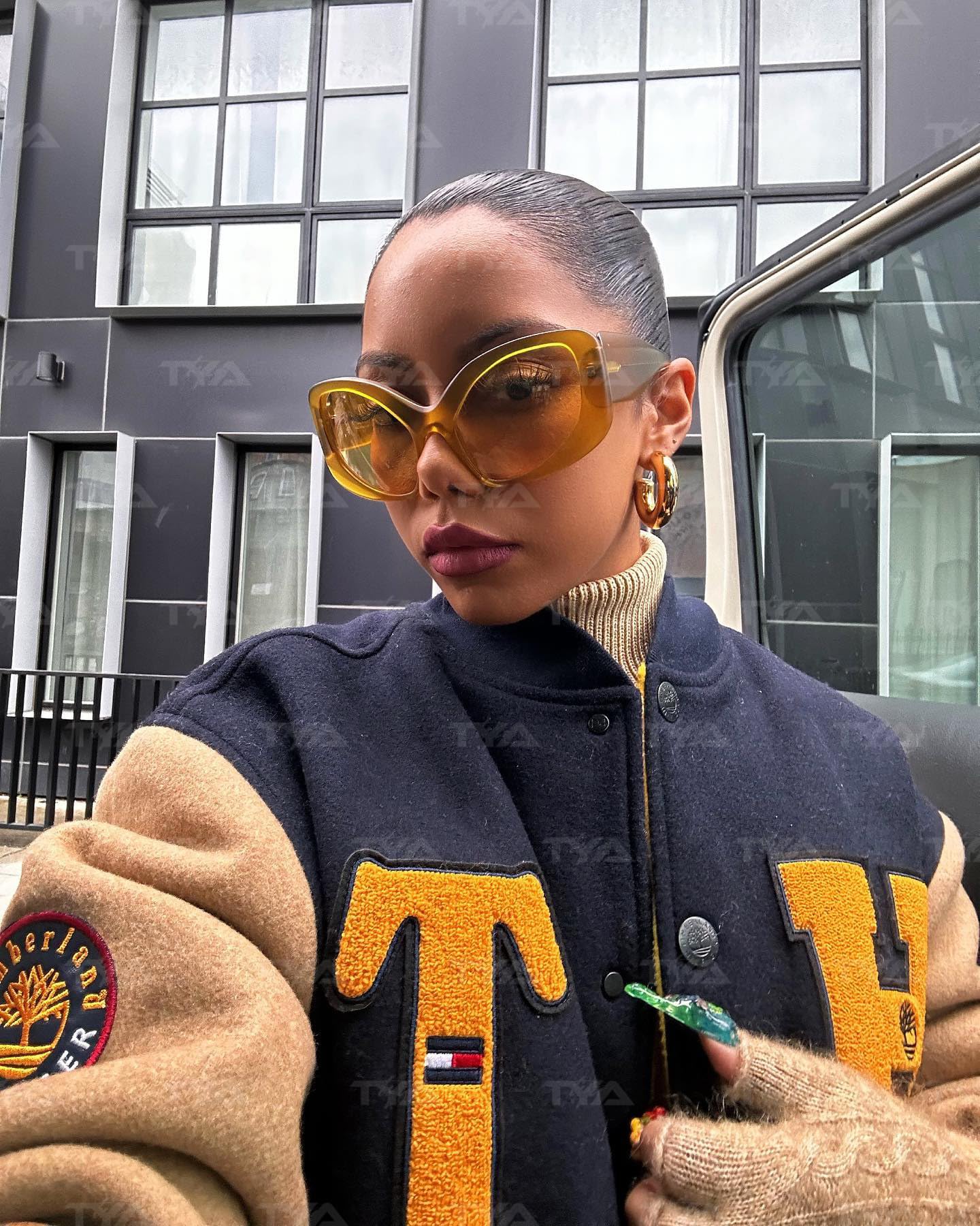 TYA Oversized Sunglasses for Women Fashion Oval Futuristic Chunky Sunglasses Cat-Eye Rectangular Shades Glasses Eyeglasses Yellow