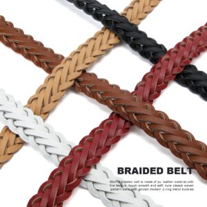 Pettata 2 Pack Thin Braided Belts for Women Classic Waist Belt Skinny Woven Strap for Jeans Pants Dress Black Beige Small