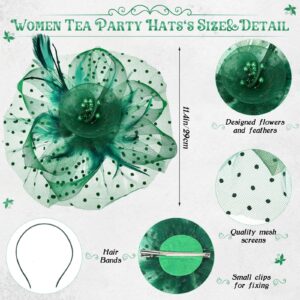 Tigeen 9 Pcs Fascinator for Women Tea Party Hat Headband Cocktail Veil Flower Feather Mesh Derby Hat for Wedding Church (Simple Color,Classic Style)