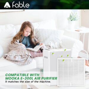 A Fable E-300L Replacement Filter Compatible with mooka and mooka family E-300L Air Purifier, 3 in 1 with Pre-Filter, H13 True HEPA Filter, 2 Pack