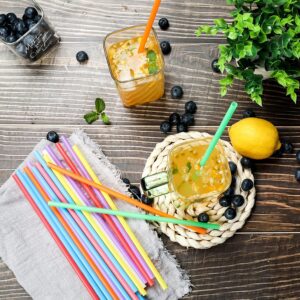 100 Pcs Colorful Plastic Long Disposable Drinking Straws.(0.23''diameter and 10.24"long) (Colorful-long)