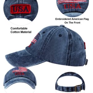 ROLVNHTV 4 Pieces USA Flag Hat American Patriotic Baseball Cap Tactical Hat for Men Adjustable Cotton Dad Hat Women Teens