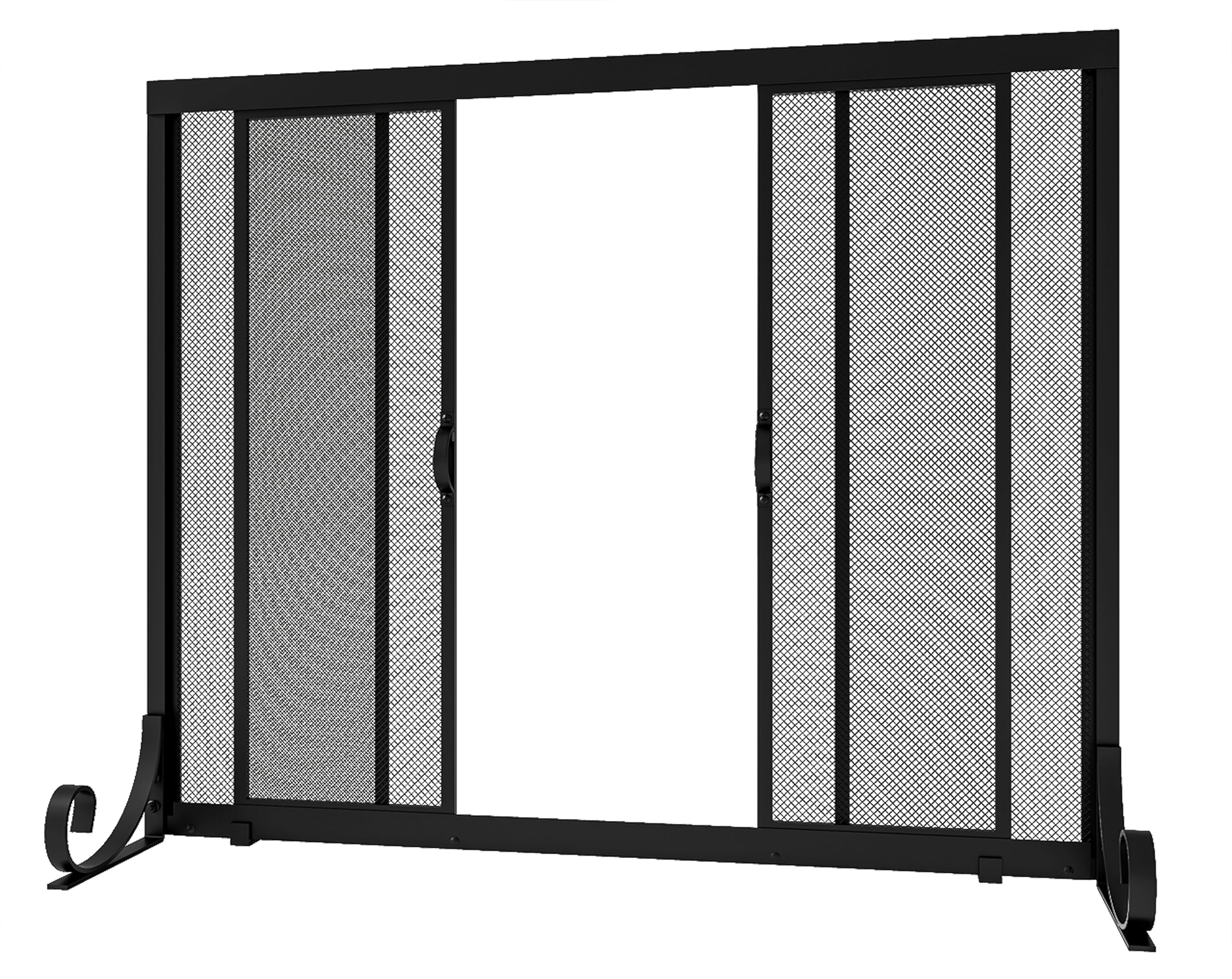 Fire Beauty Fireplace Screen, Wrought Iron Mesh, Baby Safe Spark Guard Protector with 2-Doors Large Flat Guard Screens (37.8 x 30.7 Inch)