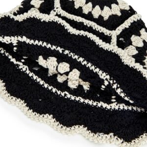 Zando Crochet Bucket Hats for Women Handmade Crochet Hats for Women Foldable Knit Bucket Hat Floral Womens Bucket Hat Summer Fashion Knitted Hat Cloche Cute Bucket Hats for Women Black Bucket Hat