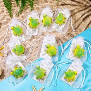 Huquary 30 Pcs Inspirational Sea Turtle Keychain Bulk You're Turtley Awesome Key Ring Relief Stress Squeeze Turtle Keychain with Inspirational Card Organza Bag for Employee Appreciation Day Gifts